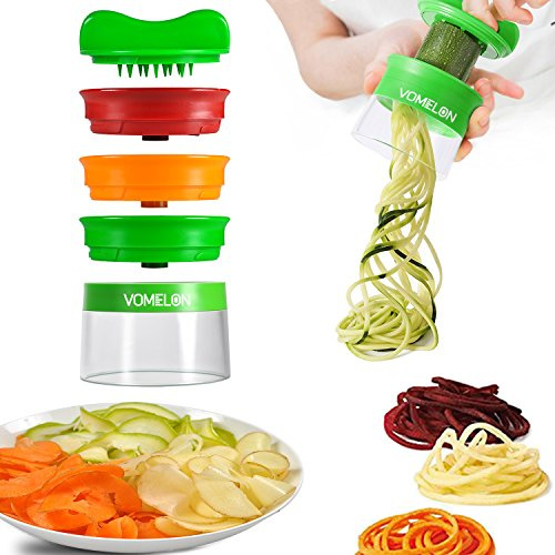 Cortador en espiral manual para espaguetis, cortador de verduras, rallador de verduras, cortador en espiral de 3 hojas