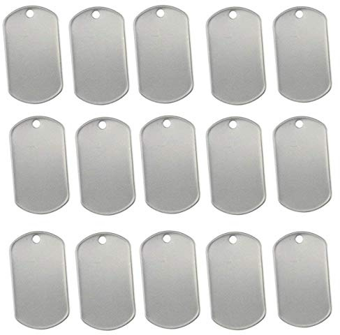 Tinsow 100PCS Blank Bulk Dog Tags for Stamping Engraving Shiny Stainless Steel Military Rolled Edge Backing Dog Tags for Doggies Engraved