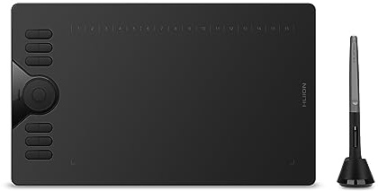 Grafik ritplatta HUION uppgraderad HS610 lutningsfunktion batteridriven stylus med 1 finger touch ring telefonanslutning OS Android 6.0 stöds
