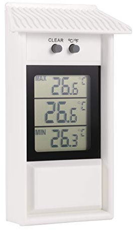 ALLOMN Greenhouse Thermometer, Waterproof Digital Max Min Greenhouse Thermometer Monitor 0.1 °C Resolution, -20-50 °C Temperature Range, Wall Mounted Battery Powered (White)