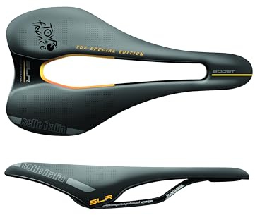 Selle Italia SLR BOOST TM SUPERFLOW Tour de France - Sella Bicicletta con Design Classico SLR, sella bici da strada comoda in gel e foro Superflow, Taglia L3, Nero/Giallo
