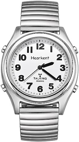 Hearkent Atomic Talking Watch for Blind and Visually impaired Stainless Steel Strech Band Best Gift for Elderly or Blind People