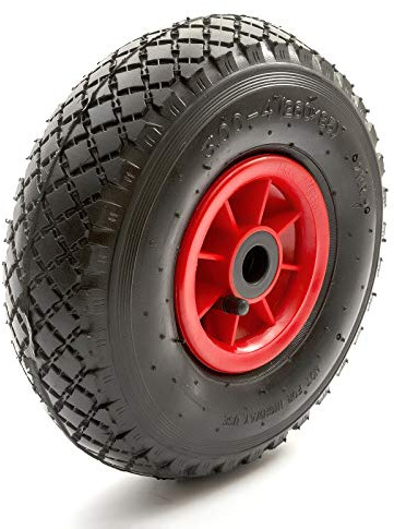 10 Inch 260x85 Wheelbarrow 20mm Bore Heavy Duty Wheel & Pneumatic Tyre With Bearings & Bushes 80mm Hub Garden Cart 10 Tyre Bent Schrader Valve Maximum Weight 300lb