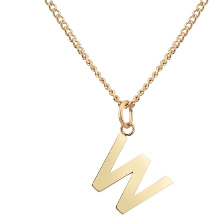 Guld bokstav halsband I Bokstav halsband för damer I Guldkedja med bokstavshänge (W)