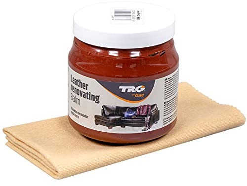 Langlauf Schuhbedarf Lederpflege Set - TRG Lederbalsam für Ledermöbel, Autoleder und Lederbekleidung - fusselfreies Poliertuch - Ledercouch Pflegemittel - Glattleder Pflege (Cognac)