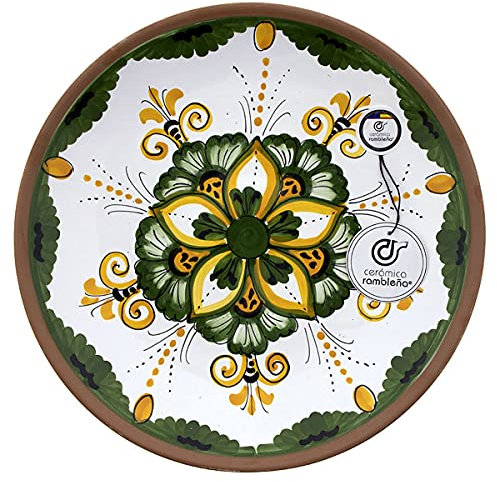 CERÁMICA RAMBLEÑA | Plato Decorativo para Colgar en Pared | Plato de cerámica | Plato de Pared | Plato Pared - Modelo D42 | 100% Decorado a Mano | 21x21x2.5 cm