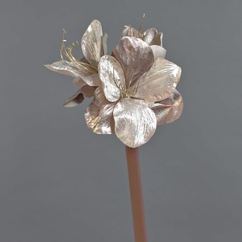 artplants.de Amaryllis künstlich Kirsty, beige-rosa, 70cm, Ø9cm - Amaryllis Kunstblume