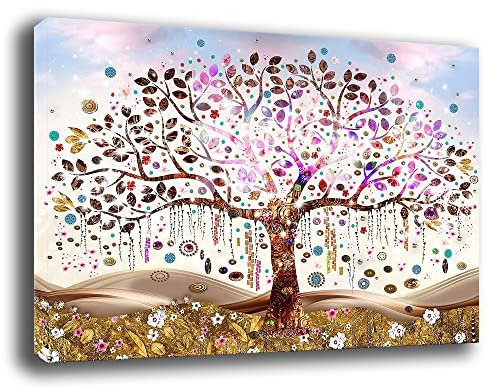 Printerland Quadro Moderno ALBERO della VITA Astratto Quadri moderni soggiorno da Parete XXL grande Stampa su tela Canvas Decorazione Murale muro Arredo Camera da letto Cucina (50x70 cm, 1)