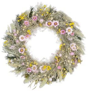 TWOCOZY Trockenblumenkranz ECHTE Blumen | PLASTIKFREI | Premium Trockenblumen Kranz für Tür, Wand, Wohnzimmer, Flur, Schlafzimmer | Dekoration, Hochzeit, 28 cm