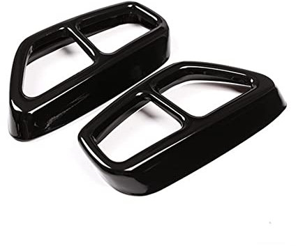 Auspuffblenden 2X Auto Hinten Dual Auspuffrohr Abdeckung Trims Edelstahl Außenteile Schwarz Silber Für BMW Für 5er Für G30 Für G31 2017 2018 2019 2020 Auspuffrohr (Farbe : Schwarz)