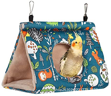 Hängebett Vogelnest, Vogel Papagei Haustier Hängematte Bett, Plüsch Vogel Hängematte Hängematte Käfigg, Papagei Baumwollnest für Ara Wellensittiche, Nymphensittiche Kakadu und Kanarienvogel(M, Blau)