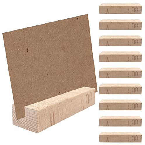 Uootach 10 Pezzi Segnaposto Legno di Faggio, Porta carte menu in legno di faggio, Portacarte di posizione, Clip per foto, Portaposizione in legno, per matrimoni, ristoranti, conferenze