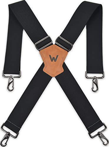 2Inch-Wide Full Elastic Suspenders - Heavy Duty Men's Work Suspenders With Hooks