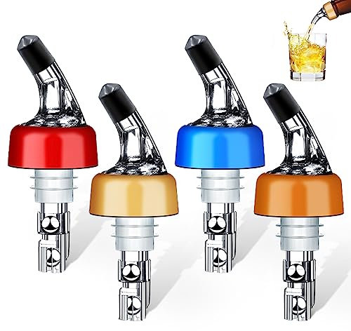SuproBarware Automatic Measured Bottle Pourer - Quick Shot Spirit Measure Pourer Drinks Wine Cocktail Dispenser Home Bar Tools - 1oz/30ml (mix color 4 pack)