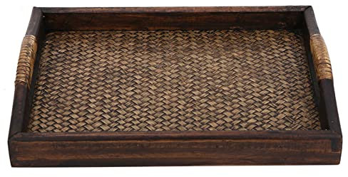 Wooden Serving Tray, Rectangular Serving Plate, Decorative Vintage Serving Trays for Tea, Vegetables, Fruits, Biscuits