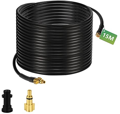 Sonnewelt 15m Tuyau Déboucheur Canalisation pour Nettoyeur Haute Pression , 180 Bar 60°C, Déboucheur de canalisations avec Adaptateur, Tuyau Haute Pression pour K2 K3 K4 K5 K7