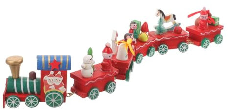 TOPBATHY Weihnachtsdekoration Holz Zug Mit Blauen Wagons Festlicher Desktop Schmuck Für Junge Mädchen Einzigartiges Xmas Ornament Als Geschenk Für Mädchen Und Jungen