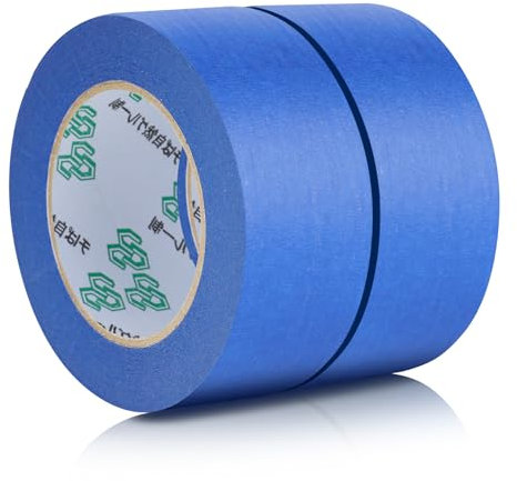 AiQInu 2 Rotoli Nastro per Mascheratura Blu, Nastro Carta Imbianchino, Nastro Adesivo Blu, Masking Tape Professionale, Nastro da Pittore Blu, 48mm x 50m