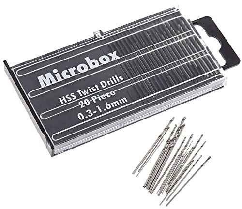 BinPhorm 20 PCS 0.3-1.6mm Shank Twist Drill DIY Kit HSS Micro Twist Drill Bit Set for Wood Plastic