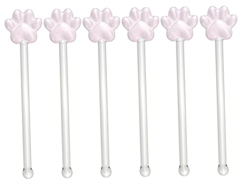 LABRIMP Glass Cat Claw Swizzle Sticks 6pcs Set, Long Glass Stirring Rods and Coffee Mixing Sticks Comfortable Hand Feeling for Mixed Cocktails and Coffee Drinks Random Color