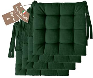 Il Tuo Artigiano Design 4 Stuhlkissen im Set, 40 x 40 cm 6 cm dick, Polsterung aus Schaumstoff und weichem Acryl, Sitzkissen Stuhl 4er Set, Stuhlkissen Outdoor 40x40 (4, Grün)