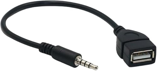 USB to 3.5mm Jack Adapter-AUX to USB Adapter-3.5mm Male AUX Audio Plug Jack To USB 2.0 Female Converter Adapter Cable Cord for Car, Truck Vehicle Aux Port (Car Need Decoding Function).