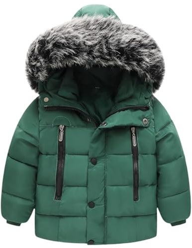 Dunjacka med huva för barn quiltad jacka pojke parkas dragkedja upp vattentät vinter 6 månader - 6 år, Grön, 12-24 mesi