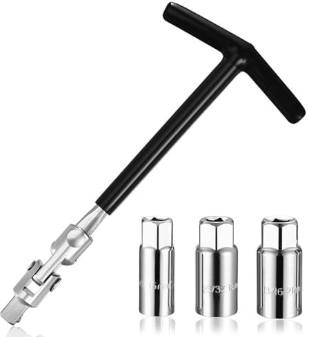Zündkerzenschlüssel Satz, 16/18/21mm Universal Flexibel Zündkerzenschlüssel Set, T-Griff Zündkerzen Steckschlüssel Satz, Zündkerzenschlüssel für Auto Motorrad Zündkerzen Entferner Schraubenschlüssel
