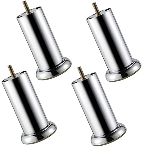 SJKJNK 4Pack Furniture Legs,Thickened Iron Sofas Legs,M8 Bolt Polished Chrome Kitchen Cupboard Cabinet Sofa Beds Furniture Feet,Replacement Metal Legs,Load 400kg,with Screws (12cm/4.7in)