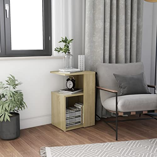 Myheimly Beistelltisch mit Stauraum Couchtisch Wohnzimmertisch Sofatisch Kaffeetisch Anstelltisch Tisch Wohnzimmer 36x30x56cm Holzwerkstoff Sonoma Eiche