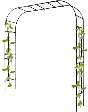Garbenat Pflanze Klettern Bogen Metall Rosenbogen Große Gartenbogen Kletterpflanzen Rankgitter mit Zubehör Bepflanzung Klettergerüst für den Anbau von Trauben, Rosen 20mm (Schwarz, 240x210x40cm)