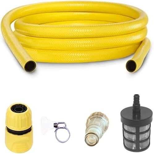 YUET 15M Suction Hose Pine with Quick Coupling & Filter for Pressure Washer Karcher K2 K3 K4 K5 K6 K7 Kärcher Series & Bosch AQT Series High Pressure Car Washing