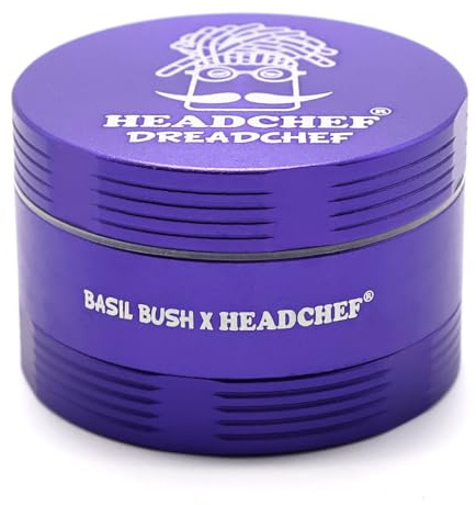 Headchef Dreadchef 4-Part Herb Grinder, 55mm, Sandblasted Finish, Multiple Colours (Blue Violet)
