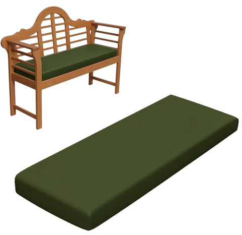 RZYW 5cm Dicke Wasserfest Sitzkissen Outdoor, Sitzauflage Sitzkissen Bank Auflage Ersatzpolster, rutschfeste Waschbare Bankauflage Bankkissen Sitzauflagen Gartenmöbel Bank Polster,Army Green,200x50cm