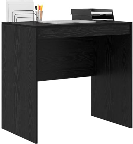 vidaXL Escritorio Roble Negro 80 x 50 x 76 cm | Diseño simple y elegante para espacios modernos, Hecho con madera de ingeniería fuerte y trozos de roble macizo,