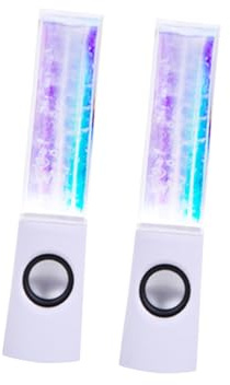 One Pair Fountain Speakers 2 X 3w White Abs Acrylic Computer Speakers | Built in LED Lights, Different Height Waterspout, for Laptop and Tablet