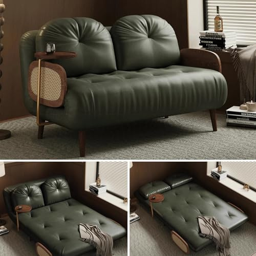 Generisch Bettcouch, Multifunktionales, Haustierfreundliches Klappsofa aus PU-Leder mit 5-Fach Verstellbarer Rückenlehne for Schlafzimmer, Wohnzimmer, Platzsparend