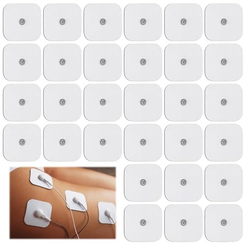 30 Pads Nachkaufset selbstklebende Gel-Elektroden Pads,50x 50mm Tens Elektroden Pads, Kompatibel mit anitas & Beurer Tens Maschinen,mit 3.5mm Druckknopfverbindung