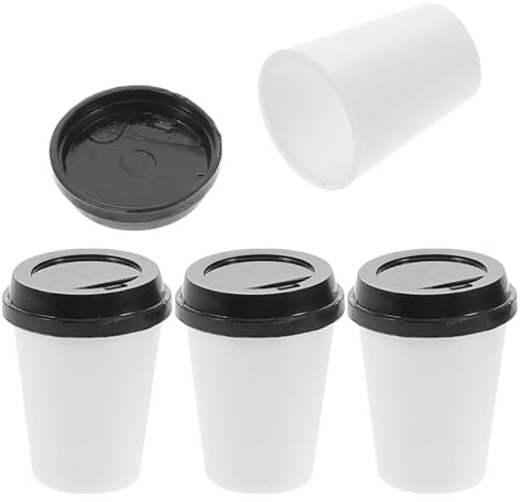 Supvox Mini-Kaffeetassen Für Puppenhaus 4 Stück Miniatur Kaffeebecher Zum Mitnehmen Espressotassen Für Puppenhaus-Küchenzubehör Für Sammler Deko Und Fantasiespiel