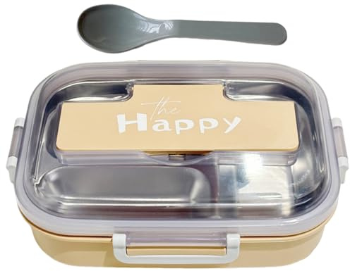 Genérico De Acero Inoxidable Para Adultos | Recipientes De Almacenamiento De Alimentos Con Utensilios De Inoxidable - Porta Comidas De 3 Compartimentos Para Excursiones Oficinas Colegio Y Picnic