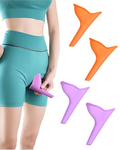 FUGLUS 4 pcs Urinella für Frauen, Pinkelhilfe für Frauen, Wiederverwendbarer Frauenurinal für FrauenUrinal, Weibliches Urinal Tragbares Silikon Trichter für Reisen Wandern Camping Auto Festival
