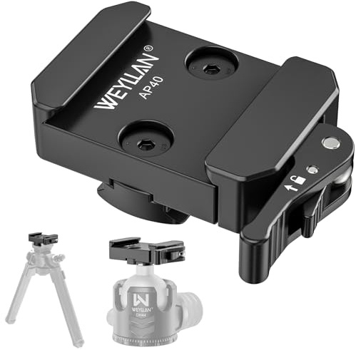 WEYLLAN AP40 Picatinny to Arca Adapter con Palanca de liberación, Picatinny to Arca Adapter, con un Adaptador de rótula y un riel Picatinny estándar de 3 Ranuras, para rótula de trípode