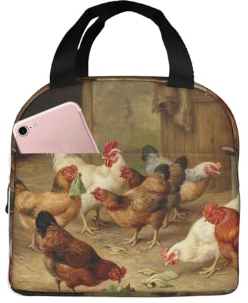 POCUK Borsa per il pranzo con galline arrosto di galline e galline, portatile, isolata, borsa da picnic, borsa da lavoro riutilizzabile