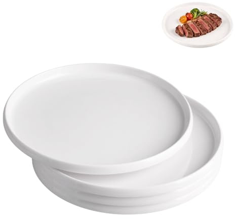 Doafoce Juego de 4 Platos Llanos Φ23 cm Platos de Melamina Blanca