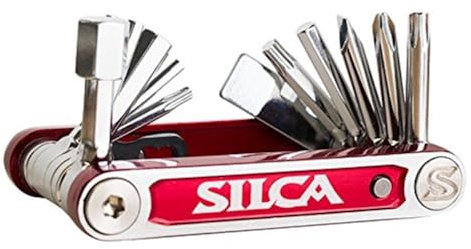 SILCA TREDICI MultiTool | 13 tools minimalistic focus | steel multi tools with hardened chrome finish | aluminum side bars with master link magnetic storage | HEX/TORX/PHILLIPS/Pad spacer 105g