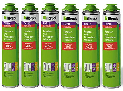 illbruck SET 6x FM210 Fenster- und Fassadenschaum+ á 880ml Dosen - 1K PUR Schaum zur Verfüllung, Dämmung und Isolierung der Fensteranschlussfugen sowie Füllung Anschlussfugen Türrahmen