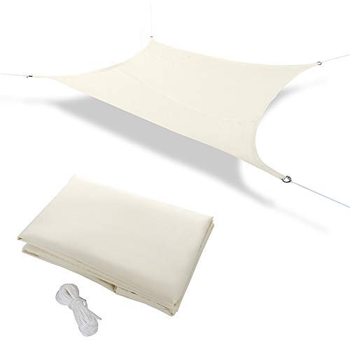 Warooma 2.5m x 2.5m Sun Shade Sails Canopy with Rope Rectangle Sand UV Heavy Duty Commercial Grade Patio Waterproof Block Sun Shade Awning for Outdoor Facility And Activities