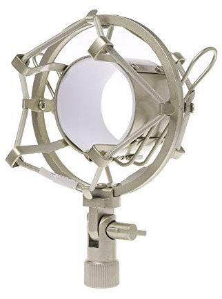 Supmico Mikrofon Stoßdämpferhalterung Mikrofonspinne Mikrofonhalter Halterung Kondensatormikrofon Vibrationsgesichert mit 44mm-50mm Durchmesser Silber