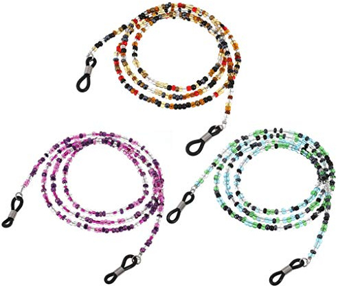 LIPIODOL Lanyard für Gesicht Gesichtsmasken Lanyard, Brillenkette Bunte Perlen für Frauen Männer Kinder
