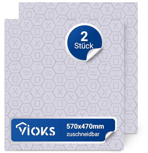 VIOKS 2x Fettfilter Dunstabzugshaube Vlies 57x47cm mit Sättigungsanzeige - Filtermatte Zuschneidbar für 60er Ablufthauben & Umlufthauben